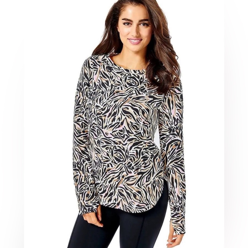 Lilly Pulitzer Luxletic Blythe Pullover in “Can You Zee Me Onyx” Size S